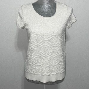 Anthropologie Moth‎ Etage Jacquard Textured Knit Sweater Ivory | size XS